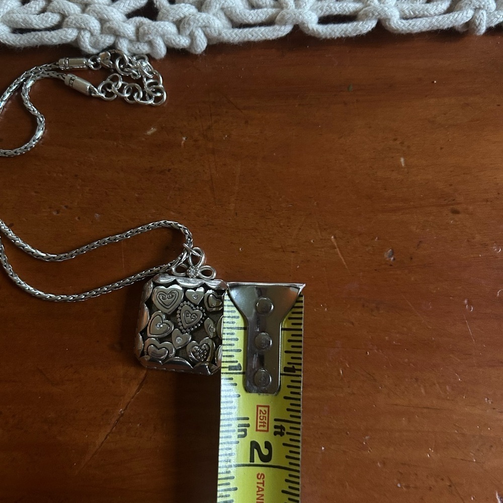 Brighton Square Pendant with Silver Hearts Necklace comes with Cloth Bag Retired - Picture 11 of 12
